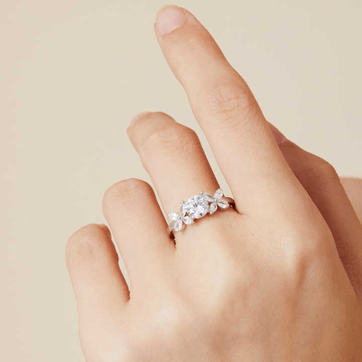 Bague Papillon de Cristal En Argent Sterling 925 - Diamant Moissanite 1 Carat 💎