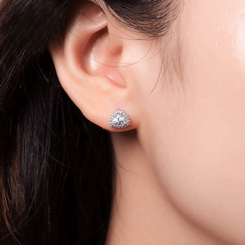 Boucles d'oreilles Pyramide de Brillance En Argent Sterling - Diamant Moissanite 1 Carat 💎