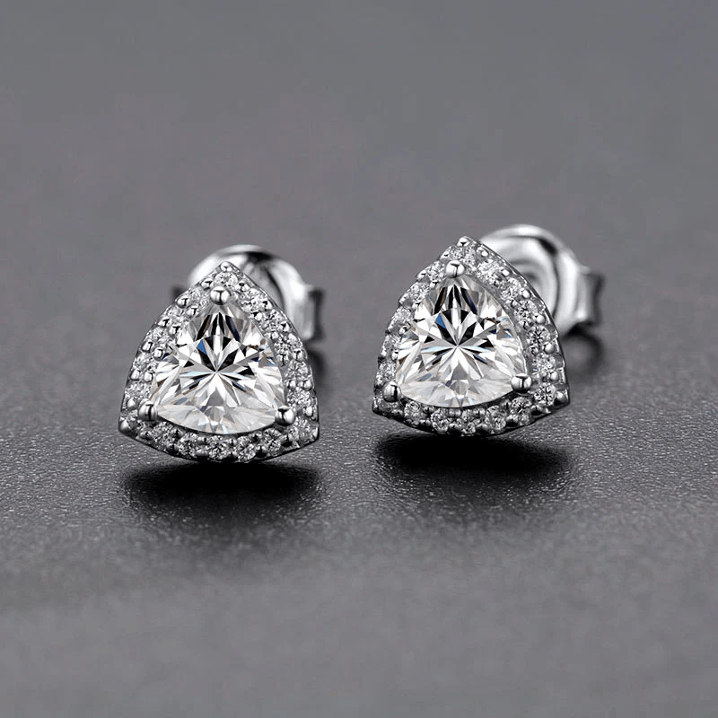 Boucles d'oreilles Pyramide de Brillance En Argent Sterling - Diamant Moissanite 1 Carat 💎
