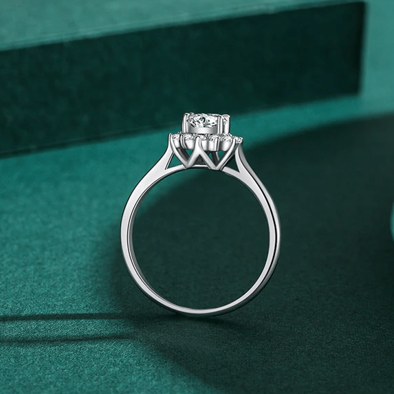 Bague Fleur de Cristal en Argent - Diamant Moissanite💎