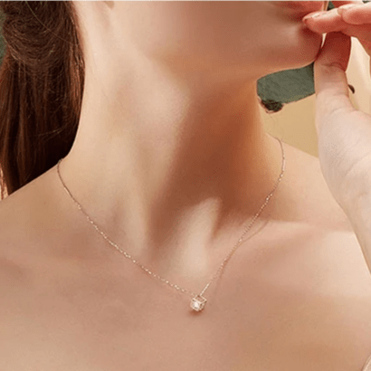 Collier Tesseract Or Rose 18ct - Diamant Moissanite 1 Carats💎Loriele™