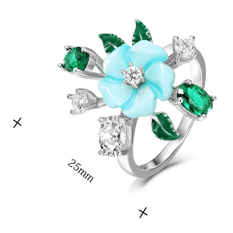 Bague Lotus Azuré - Diamant Moissanite 💎