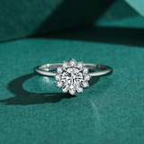 Bague Fleur de Cristal en Argent - Diamant Moissanite💎