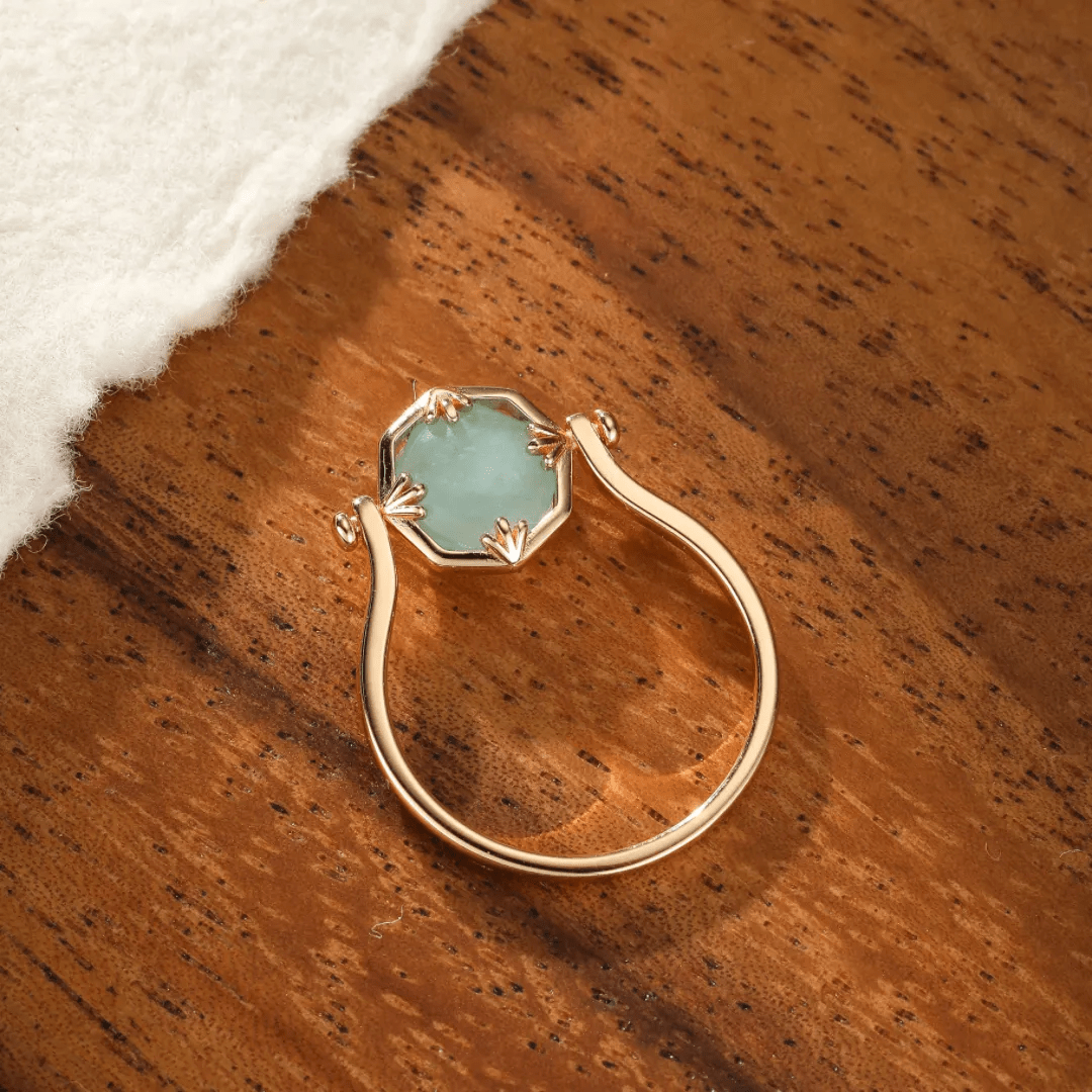 Bague Larmes d’Ambroisie Plaqué Or 18 Carats - Amazonite naturelle🧫