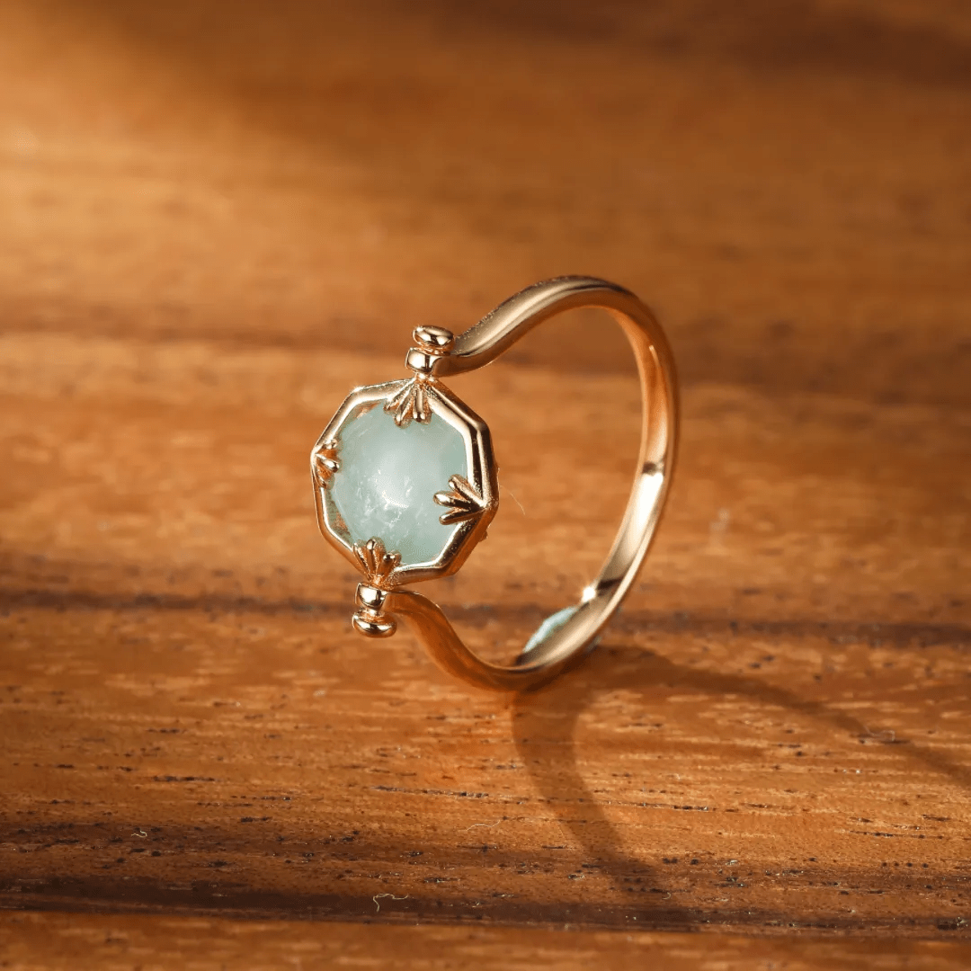 Bague Larmes d’Ambroisie Plaqué Or 18 Carats - Amazonite naturelle🧫