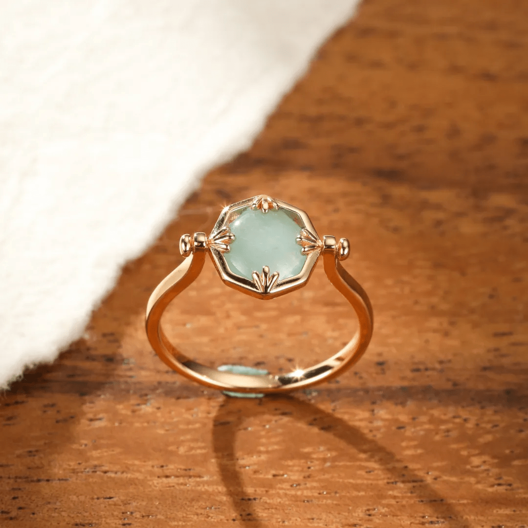 Bague Larmes d’Ambroisie Plaqué Or 18 Carats - Amazonite naturelle🧫