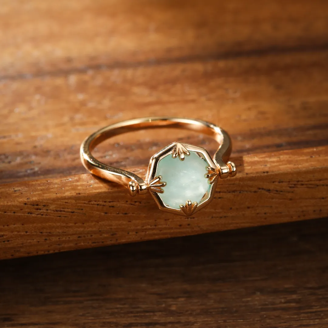 Bague Larmes d’Ambroisie Plaqué Or 18 Carats - Amazonite naturelle🧫