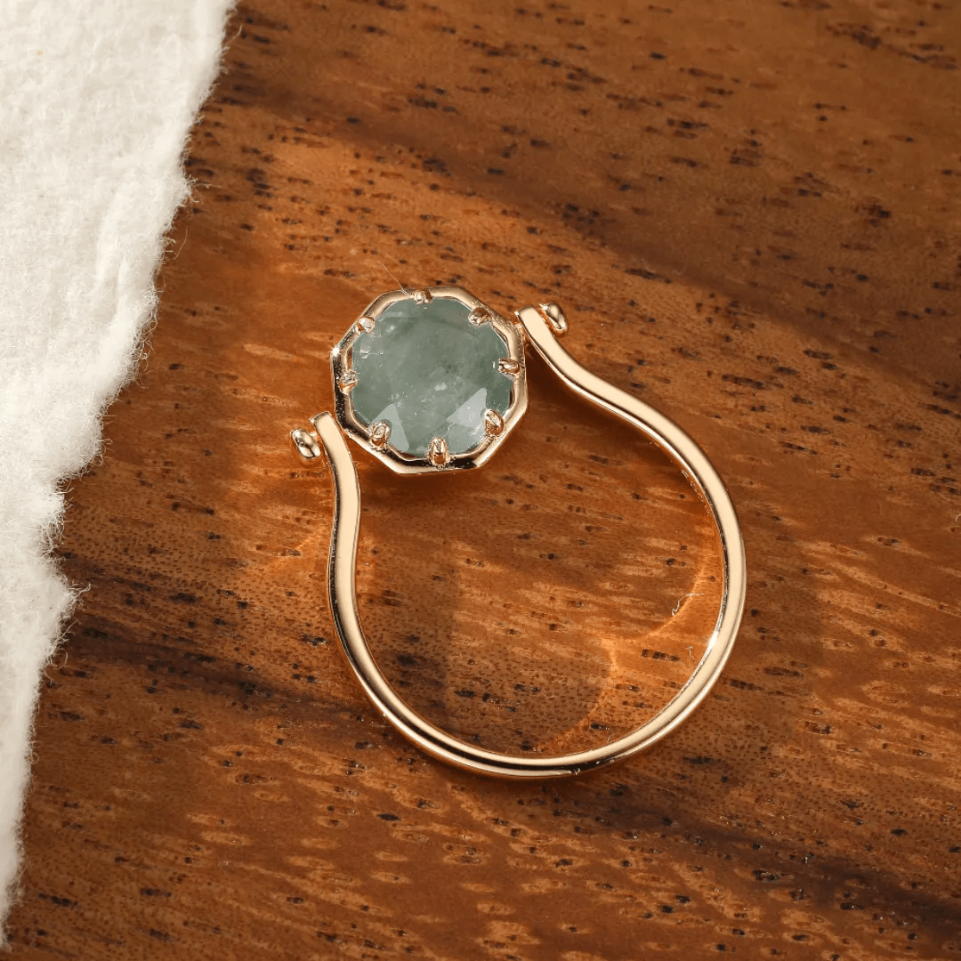 Bague Larmes d’Ambroisie Plaqué Or 18 Carats - Amazonite naturelle🧫
