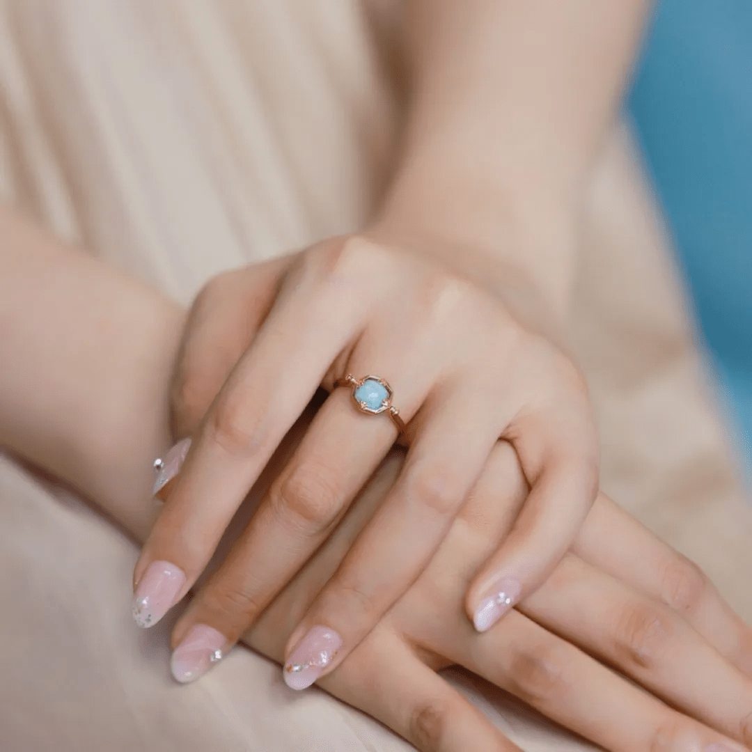 Bague Larmes d’Ambroisie Plaqué Or 18 Carats - Amazonite naturelle🧫