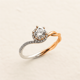 Bague Halo Symbiose Plaqué Or & Argent - Diamant Moissanite 1 Carat 💎