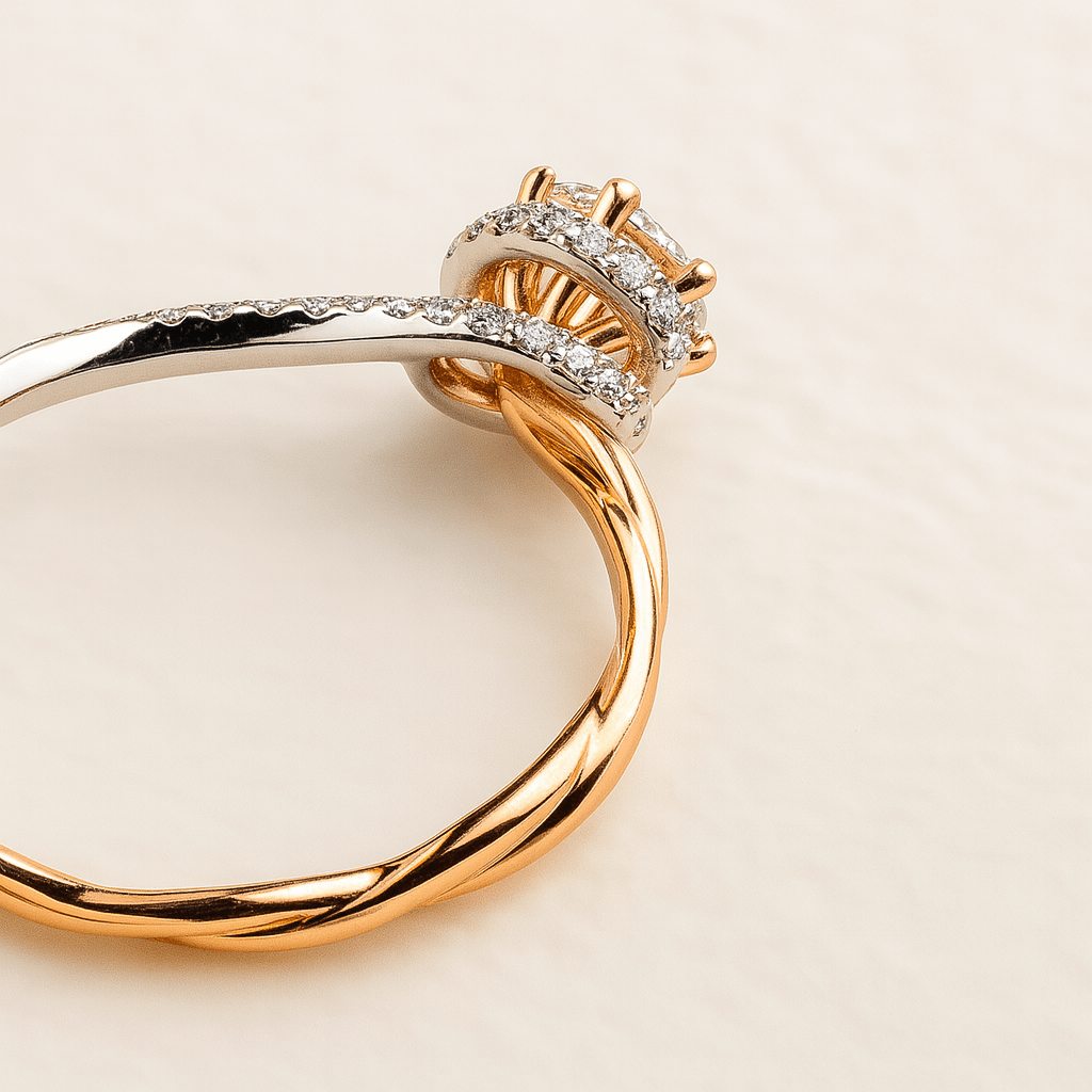 Bague Halo Symbiose Plaqué Or & Argent - Diamant Moissanite 1 Carat 💎