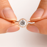 Bague Halo Symbiose Plaqué Or & Argent - Diamant Moissanite 1 Carat 💎