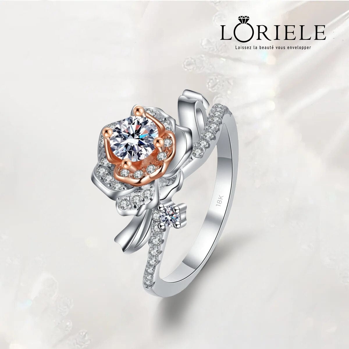 LORIELE - Bague Solitaire Rose Ballerina en Argent Sterling 925 - Diamant Moissanite 1 Carat 💎