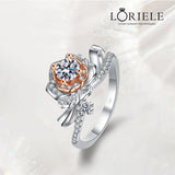 LORIELE - Bague Solitaire Rose Ballerina en Argent Sterling 925 - Diamant Moissanite 1 Carat 💎