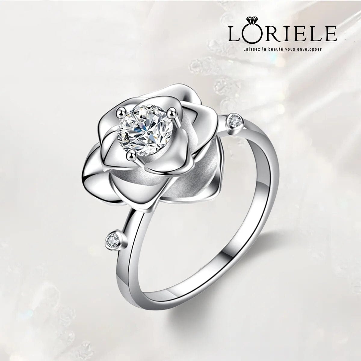 LORIELE - Bague Rose Étoilée en Argent Sterling 925 - Diamant Moissanite 1 Carat 💎