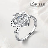 LORIELE - Bague Rose Étoilée en Argent Sterling 925 - Diamant Moissanite 1 Carat 💎
