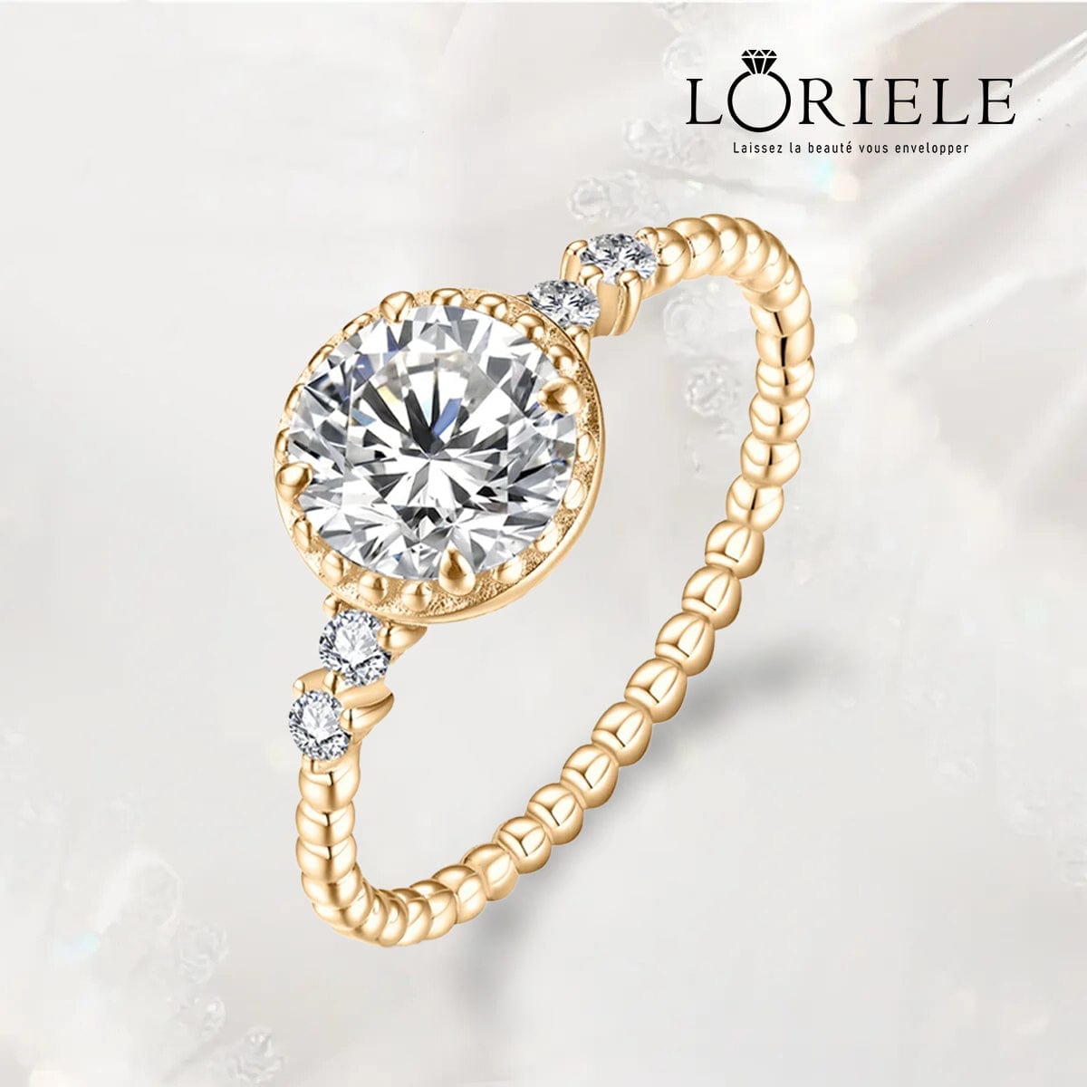 LORIELE - Bague Perle Dorée plaqué Or 18K - Diamant Moissanite 💎