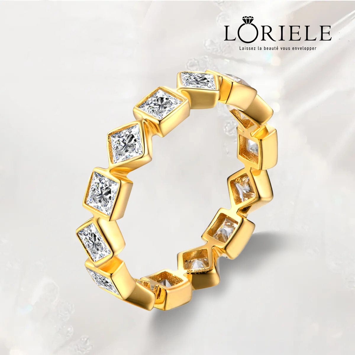 LORIELE - Anneaux Radiantia Caeli en Or 18K - Diamant Moissanite 1 Carat 💎