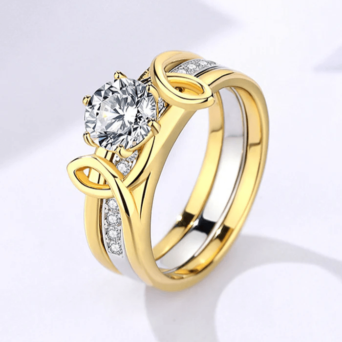 Ensembles de bagues Union Isis Plaqué Or & Argent Sterling 925 - Diamant Moissanite 1 Carat 💎