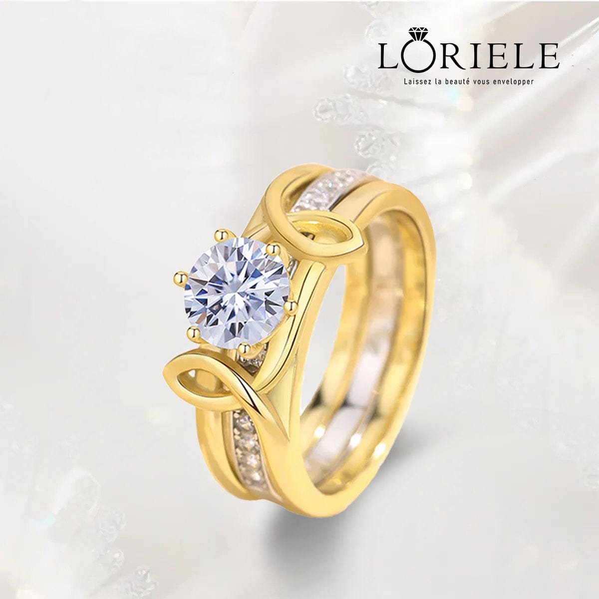 Ensembles de bagues Union Isis Plaqué Or & Argent Sterling 925 - Diamant Moissanite 1 Carat 💎