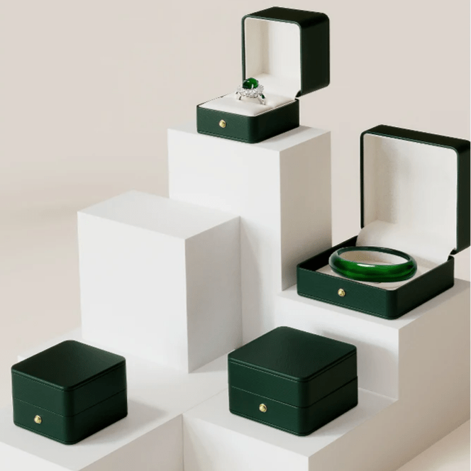 Écrin à Bijoux de Mariage en cuir Pur Vert - LORIELE™