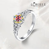 LORIELE - Bague Solitaire Diamant Arc-en-ciel en Argent Sterling 925 - Diamant Moissanite 1 Carat 💎