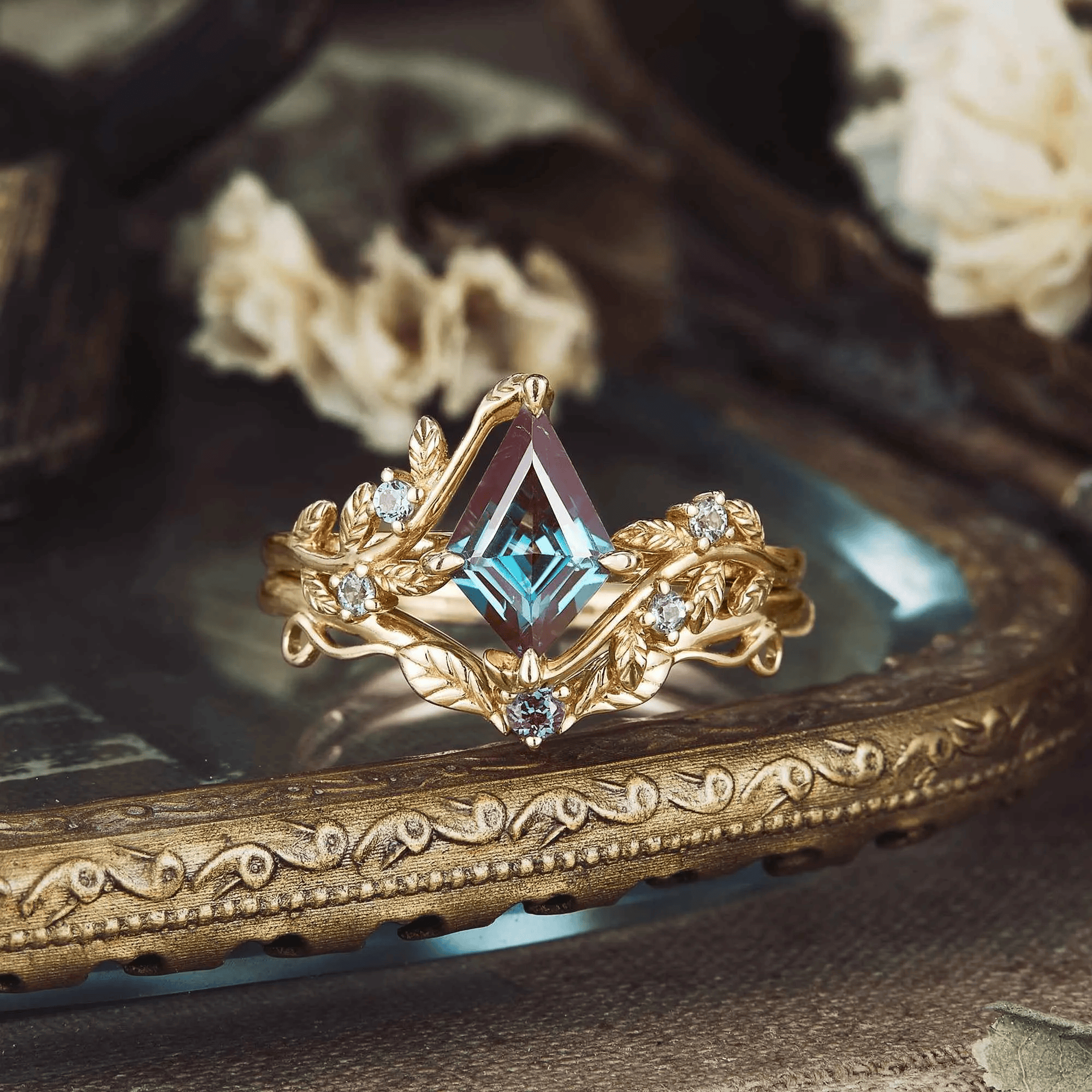 Bague Nymphes Flesch Shaped - Moissanite Bleu 1 carat 💎🌿