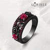 Bague Rose des Ombres en Rhodium Noir - Moissanite Rouge 1 Carat 💎