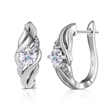 Boucles d'oreilles Spirale Argentée En Argent Sterling - Diamant Moissanite 1 Carat 💎