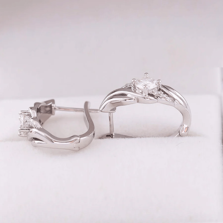 Boucles d'oreilles Spirale Argentée En Argent Sterling - Diamant Moissanite 1 Carat 💎