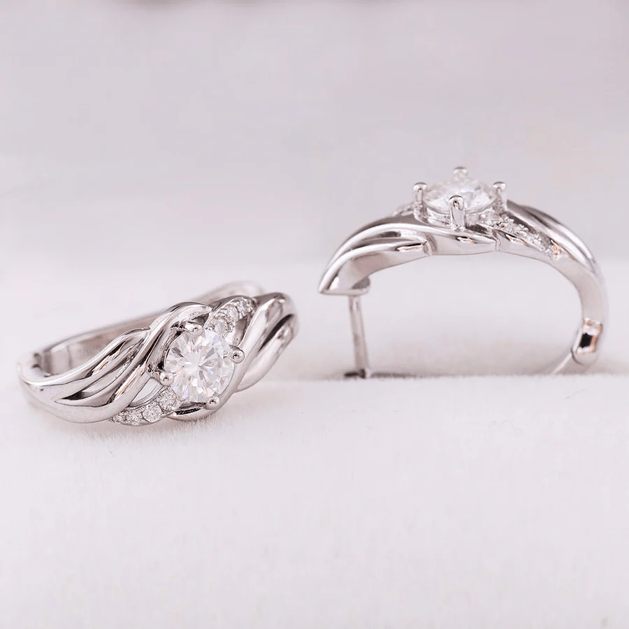 Boucles d'oreilles Spirale Argentée En Argent Sterling - Diamant Moissanite 1 Carat 💎