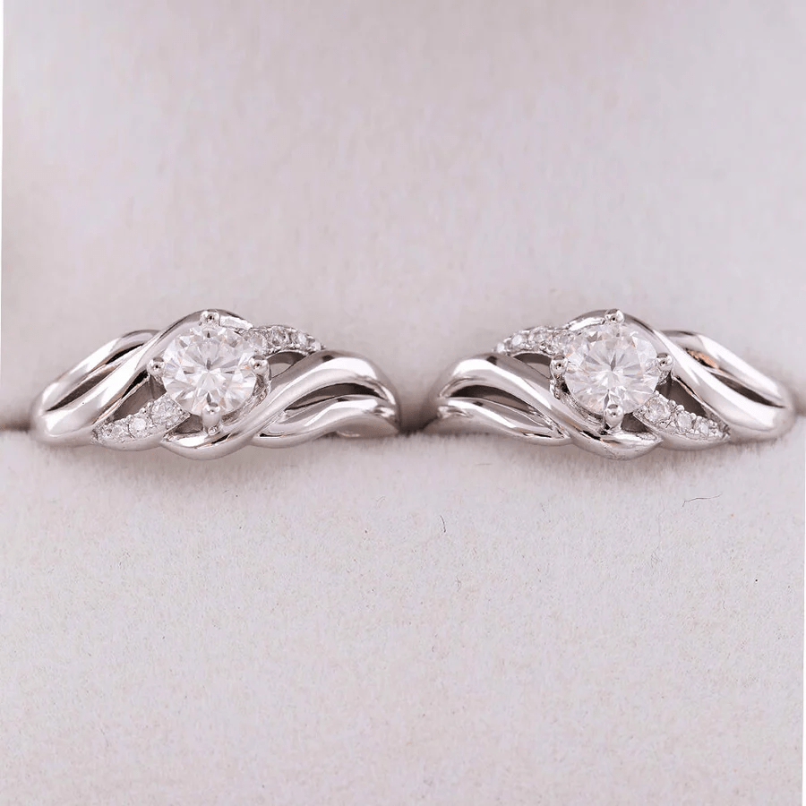 Boucles d'oreilles Spirale Argentée En Argent Sterling - Diamant Moissanite 1 Carat 💎