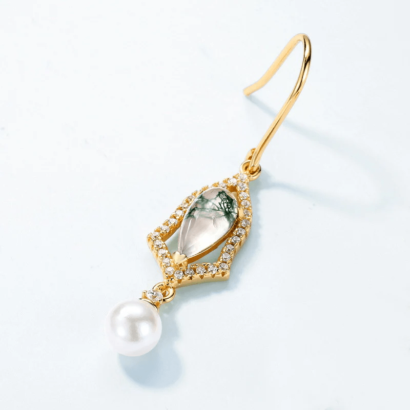 Boucles d'oreilles charme Léontine Plaqué Or Jaune - Malachite Naturelles ❇️