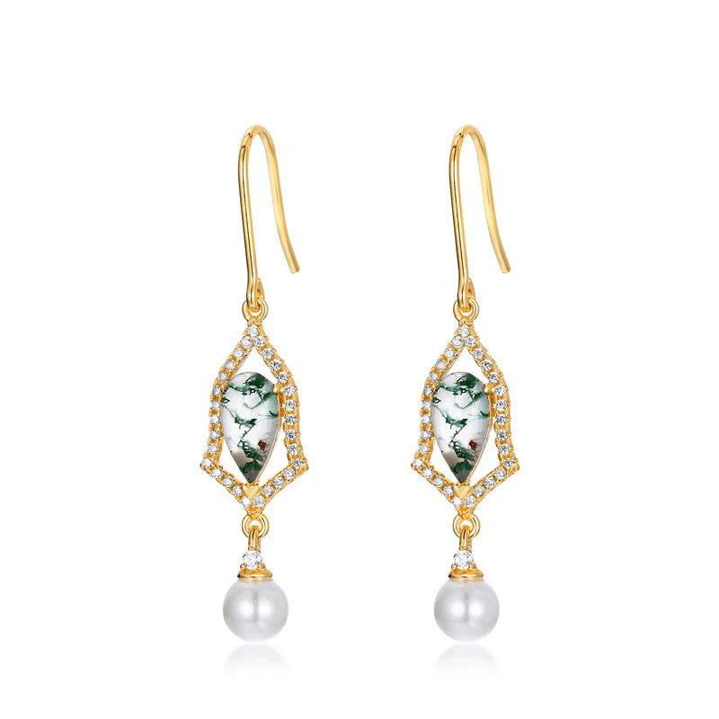 Boucles d'oreilles charme Léontine Plaqué Or Jaune - Malachite Naturelles ❇️