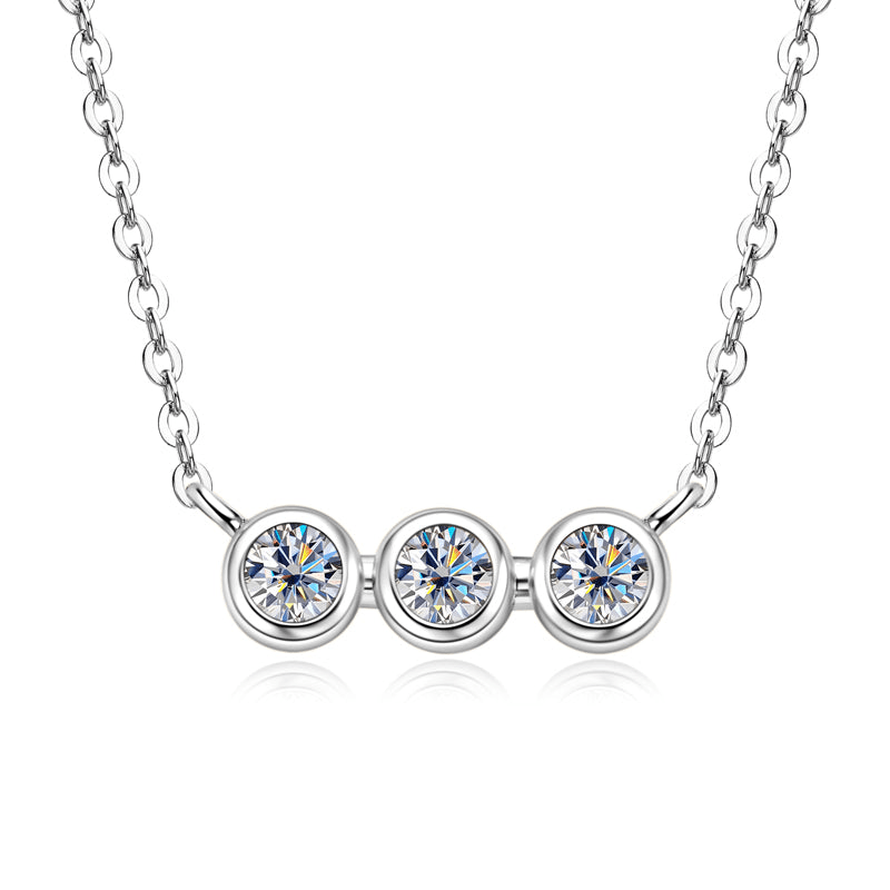 Collier Éclat Trilogie Scintillante en Argent Sterling 925 - Diamant Moissanite 1 Carat 💎