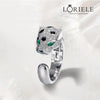 Bague Ajustable Féline Panthère 🐆 – Incrustée de diamants Moissanite 0,5 ct 💎