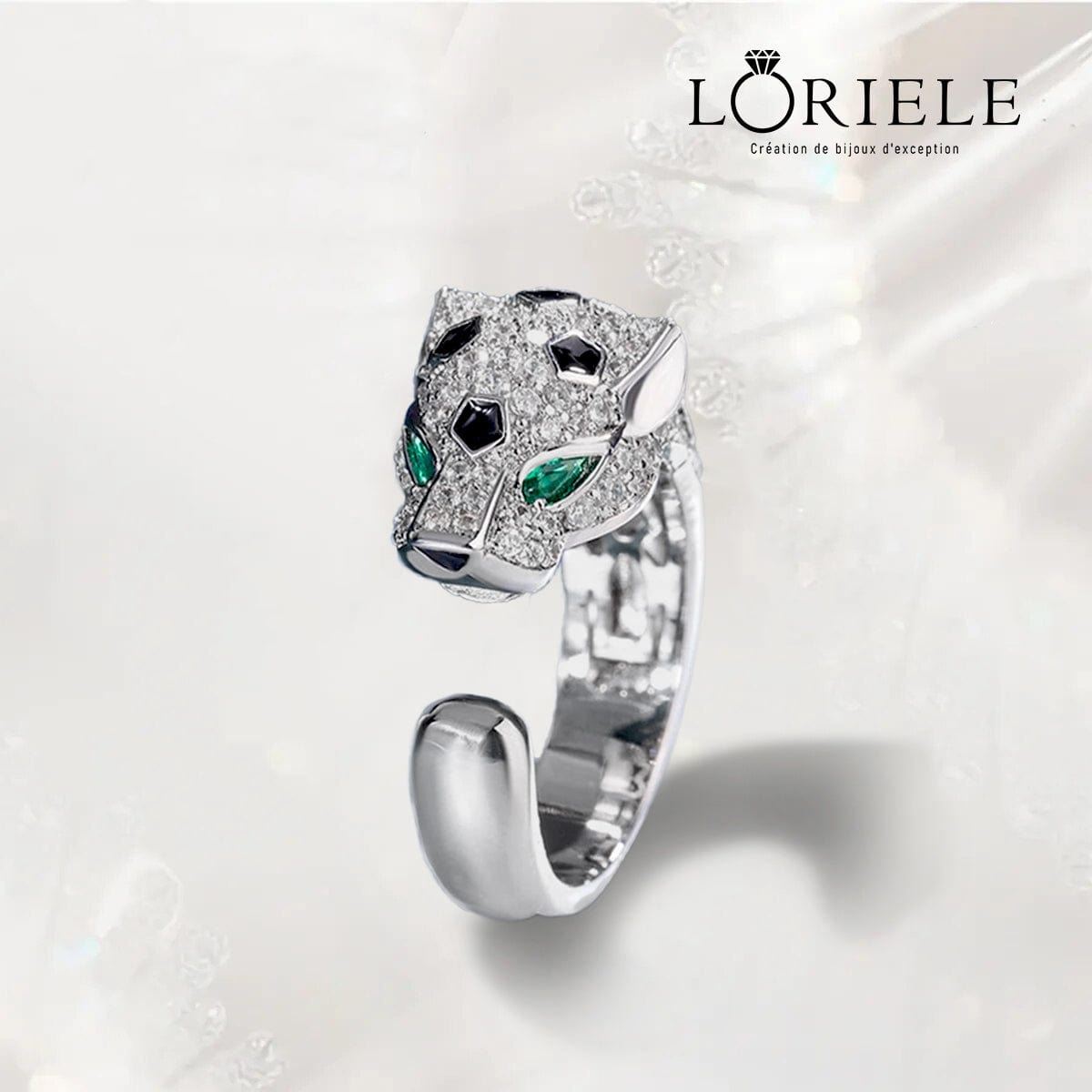 Bague Ajustable Féline Panthère 🐆 – Incrustée de diamants Moissanite 0,5 ct 💎