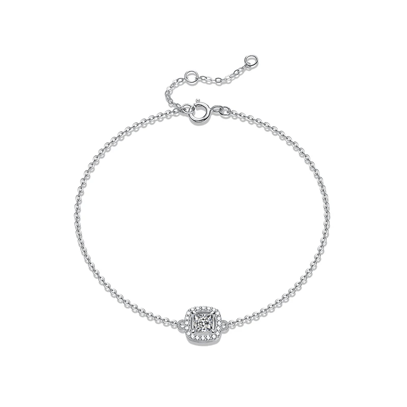 Bracelet Charme Central en Argent sterling 925 - Diamant Moissanite 1 Carat 💎