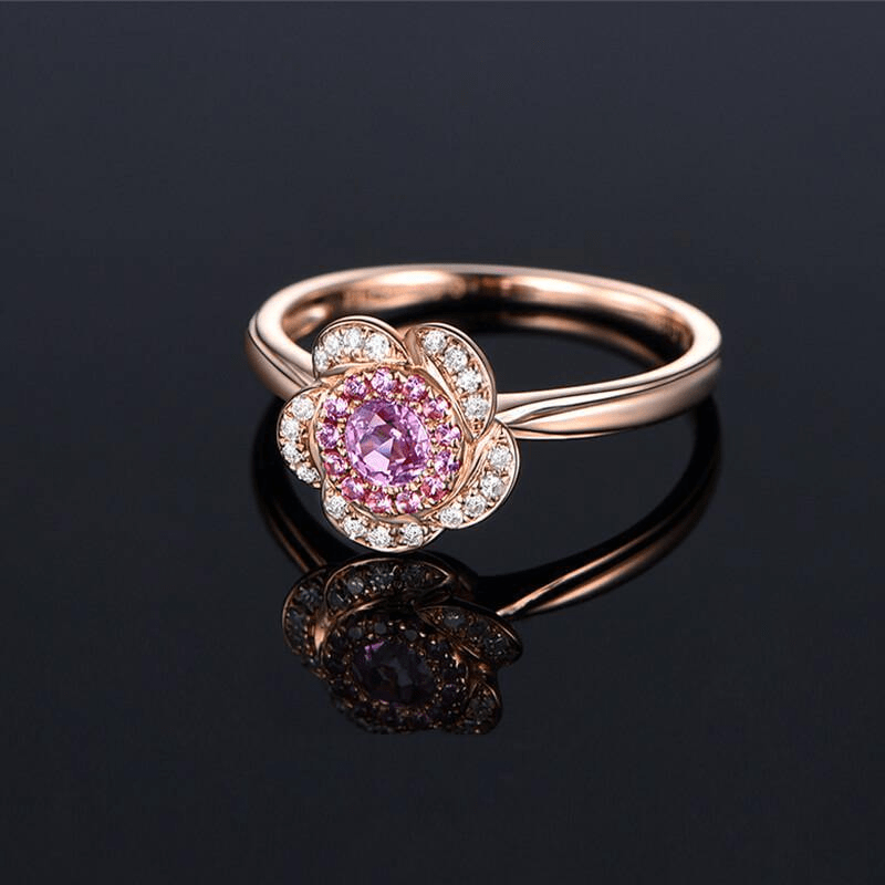 Bague Solitaire Rosa Alba Or Rose 14ct- Diamant Moissanite Rouge 1 Carat 🌹💎