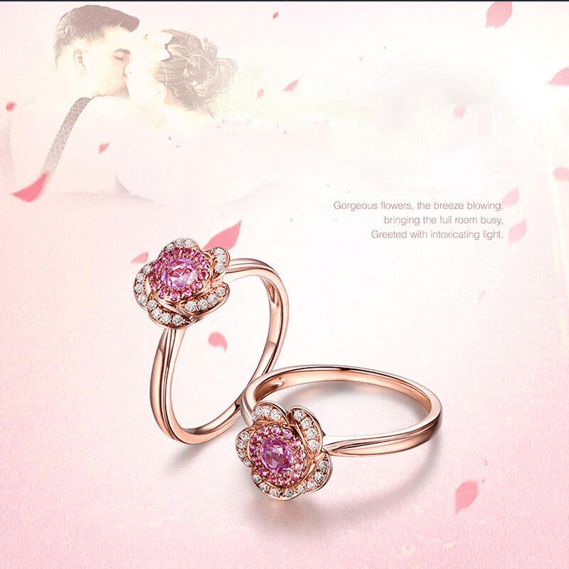 Bague Solitaire Rosa Alba Or Rose 14ct- Diamant Moissanite Rouge 1 Carat 🌹💎