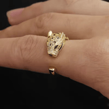 Bague Ajustable Féline Panthère 🐆 – Incrustée de diamants Moissanite 0,5 ct 💎