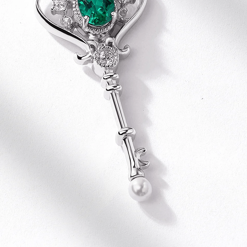 Collier Clé Secret d’Avaline en Argent Sterling 925 - Émeraude 1 Carat ❇️