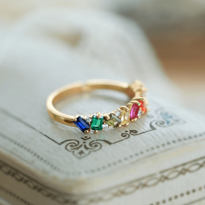 Bague Serment de Valérianne Plaqué Or 18 Carats - Zircone multicolore 🌈
