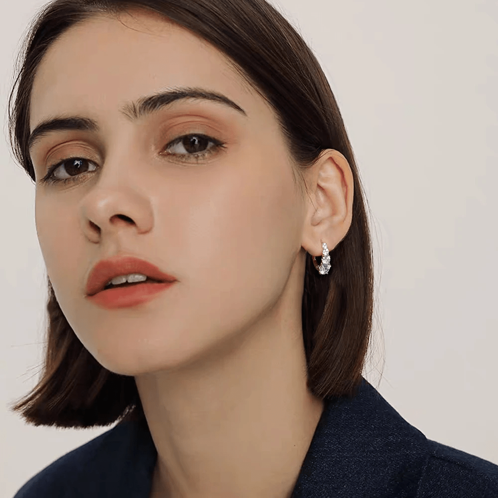 Boucles d’oreilles Carol cascade, fermoirs à levier - Diamant Moissanite💎