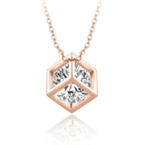 Collier Tesseract Or Rose 18ct - Diamant Moissanite 1 Carats💎Loriele™