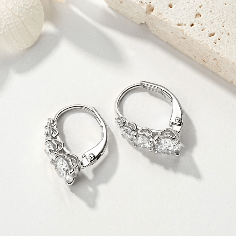 Boucles d’oreilles Carol cascade, fermoirs à levier - Diamant Moissanite💎