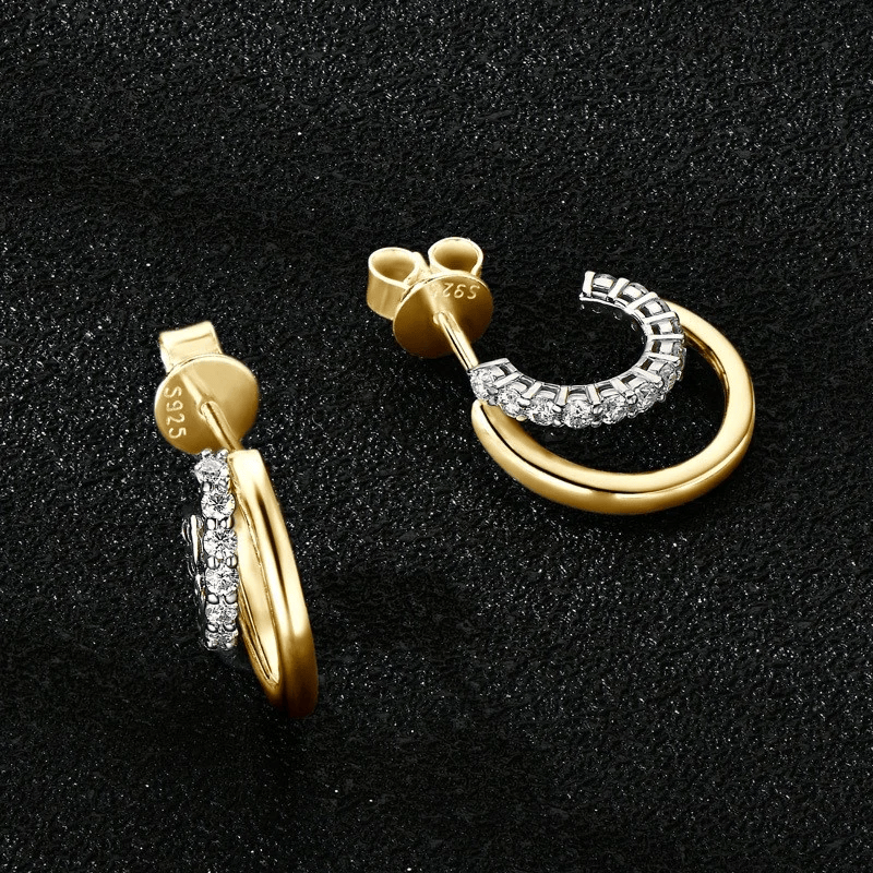 Boucles d'oreilles Duo Créole Auréline - Diamant Moissanite 💎