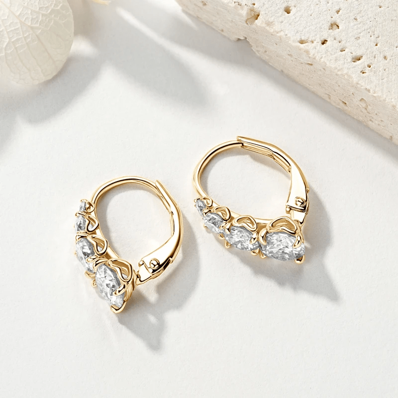 Boucles d’oreilles Carol cascade, fermoirs à levier - Diamant Moissanite💎