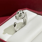 Bague Ajustable Féline Panthère 🐆 – Incrustée de diamants Moissanite 0,5 ct 💎