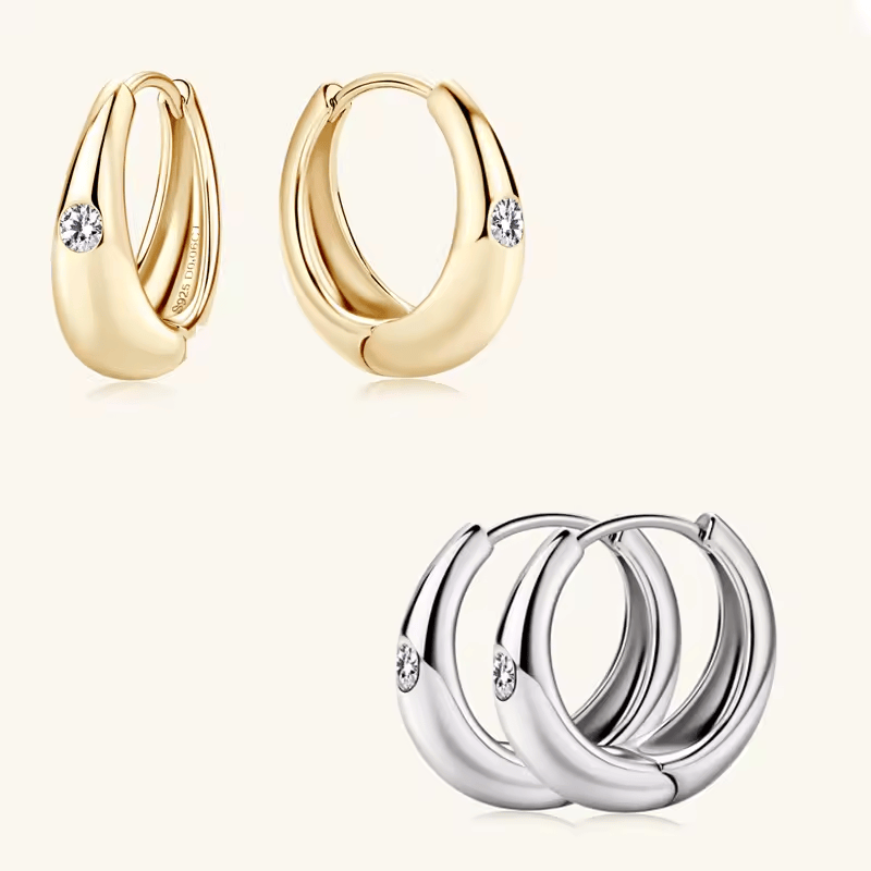 Créoles tubulaires gala Dorée - Diamant Moissanite💎